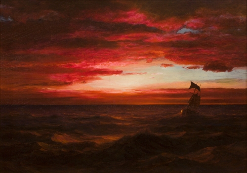 Frederic Edwin Church, Marine Sunset (The Black Sea), 1881-1882, oil on canvas, 30 1/8 x 42 inches (76.5 x 106.7 cm). Michael Altman Fine Art &amp;amp; Advisory Services.&amp;nbsp;